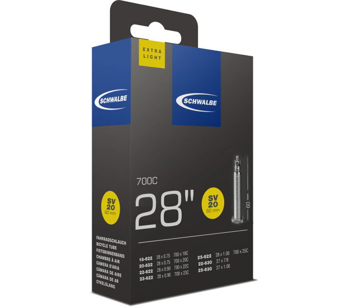 SCHWALBE Cameră SV20 700x18/25C FV 60mm (18/25-622) 65g Exlight 